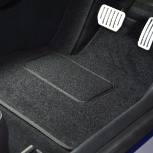 multiera Fußmatten für Volkswagen Polo 2009-2018 – Schwarz mit Blauem Rand, PVC Fersenpad